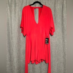 Express. Red romper. V-neck